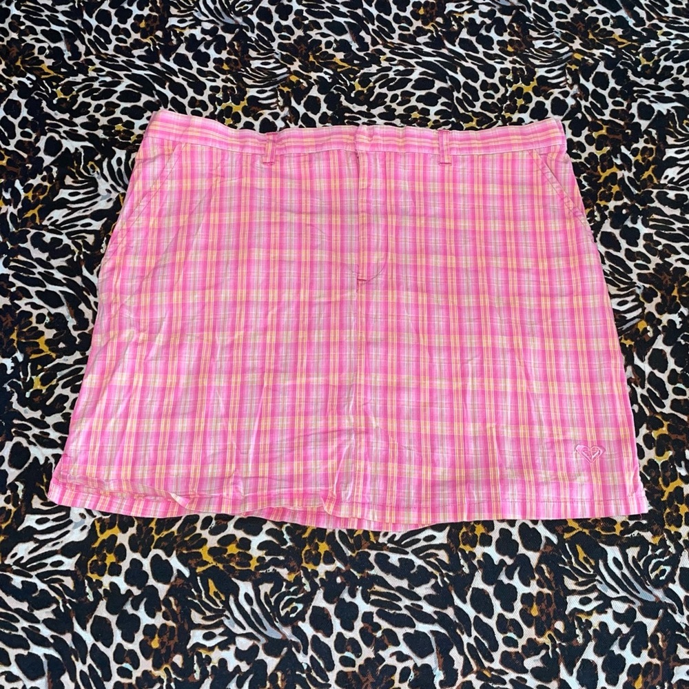 Roxy Quicksilver Pink and Yellow Plaid Skirt